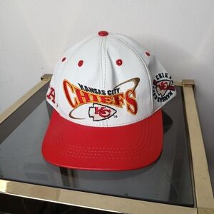 Vintage Kansas City Chiefs Leathet Red and White Cap